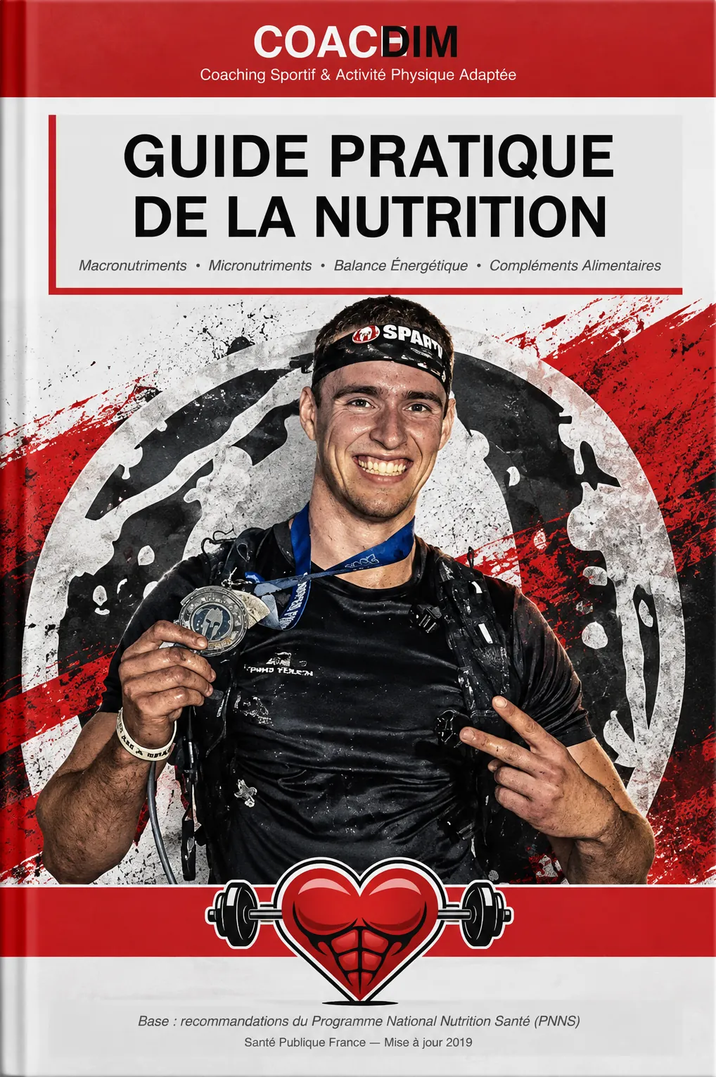 Couverture du Guide pratique de la nutrition COACHDIM, avec le coach médaillé